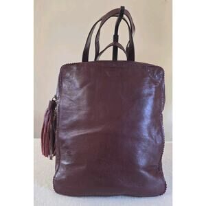 Latico Leather Deep Red Burgundy Wine Backpack Bag Floral Lining Pockets